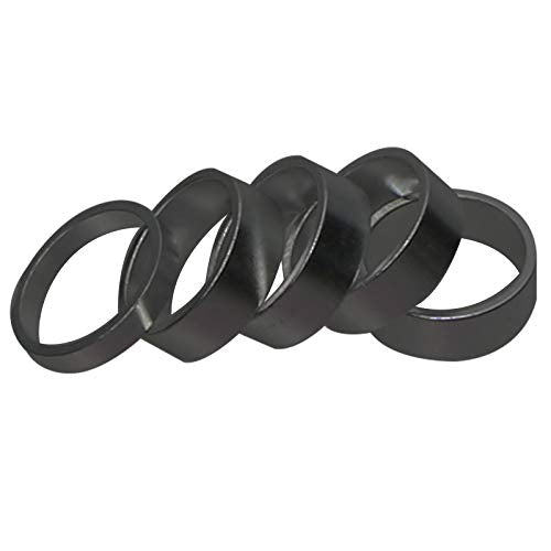 1-Inch Headset Spacer Set - 5Pcs Black Aluminum Bicycle Spacers