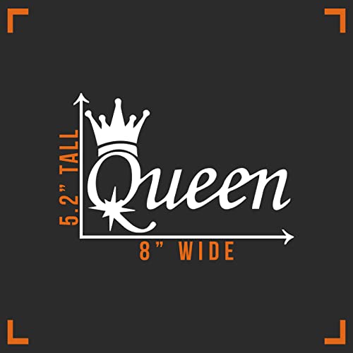 Queen Vinyl Decal Sticker for Car, Truck, Laptop - 8" White