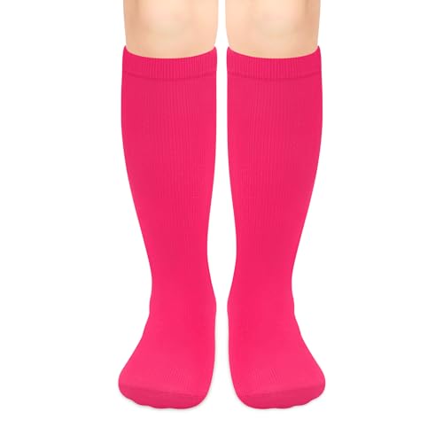 Kids Knee High Athletic Socks for Soccer, Baseball & Softball - Pure Rose, 3-6Y