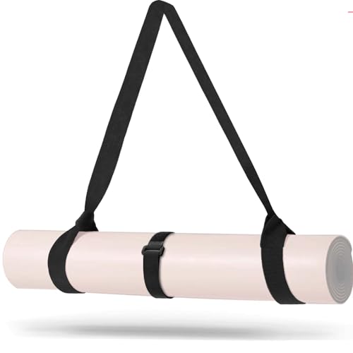 Adjustable Yoga Mat Carrier Strap - Wide Cotton Yoga Mat Holder - Black