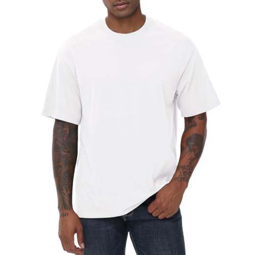 KEEPSHOWING Mens Oversized Short Sleeve T-Shirts Cotton Loose Fit Tees