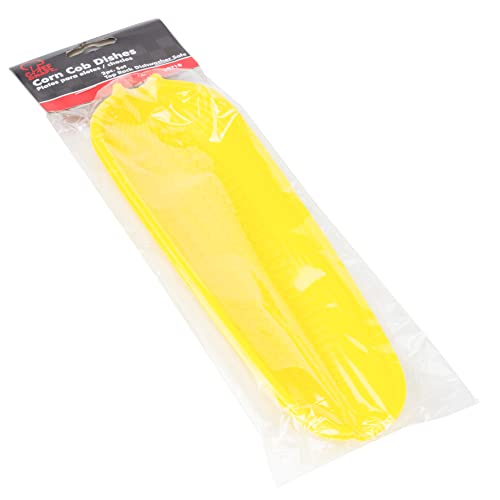 Plastic Corn Cob Dishes with Holders - 9.5-Inch 2-Piece Set, Yellow