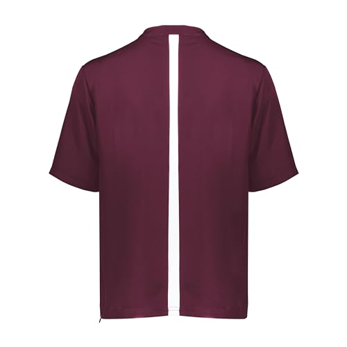 Holloway Clubhouse Short Sleeve Pullover Cage Jacket XL Maroon/White - Stretch Mesh, Quarter Zip, Low Profile Collar