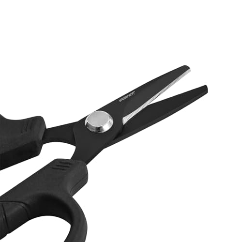 Professional Fishing Scissors - 4.65" Sharp Blades with Keychain - Black