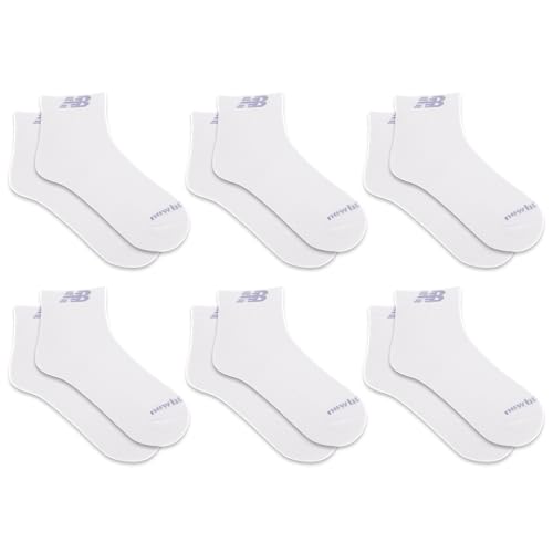 New Balance Unisex Adult Performance Cushioned Low Cut Socks 6 Pairs - Medium White