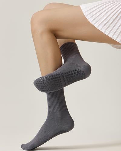 Non-Slip Pilates Socks with Grips - 3 Pairs White