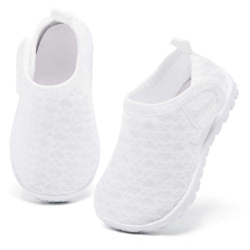 Toddler Water Shoes Boys Girls Quick Dry Beach Aqua Shoes - White, 6 Pairs