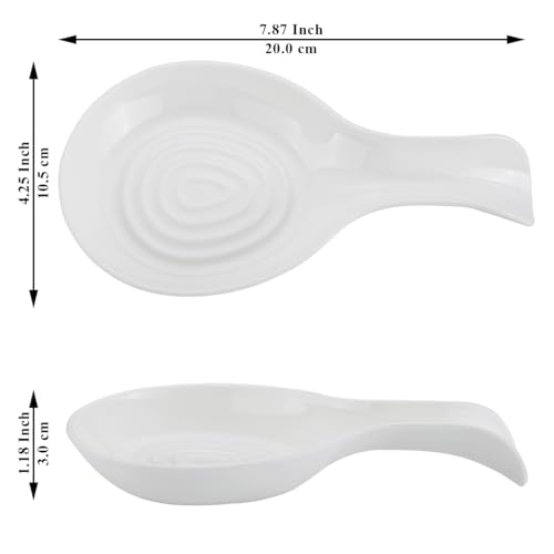 Plastic Spoon Rest Set - 2 Pack White Kitchen Utensil Holder