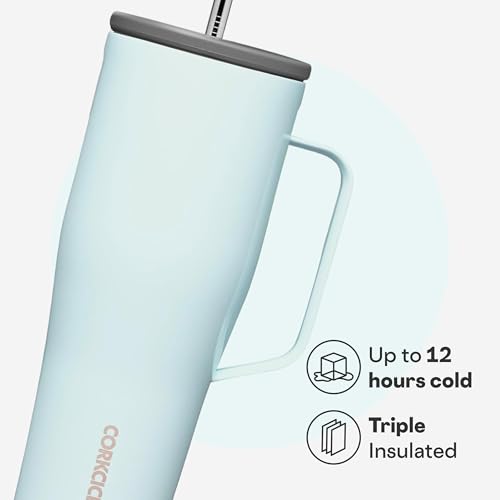 Corkcicle XL Handle Tumbler 30oz Gloss Powder Blue Cold Drink Cup