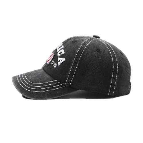 Distressed Vintage American Flag Baseball Cap - Adjustable Cotton Hat