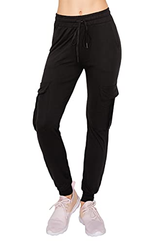 Women's Cargo Jogger Pants Large Black - Soft Street Casual Sweatpants