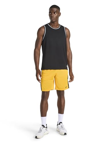 Reebok Men's Hoopwear Mesh 9” Shorts Small Electric Amber Basketball Athletic