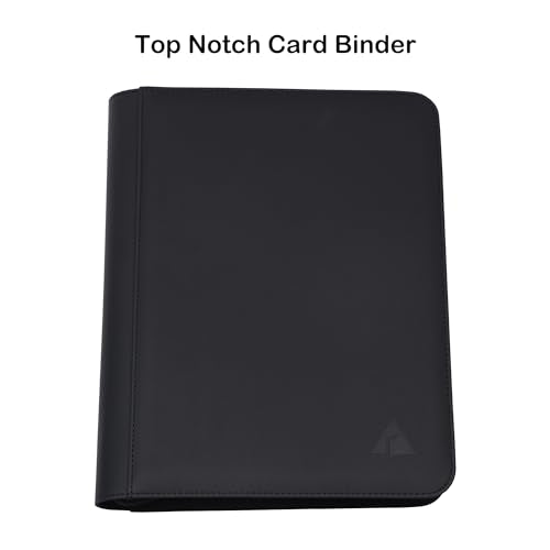 Black Rayvol 9-Pocket Card Binder for 828 Trading Cards - Side Loading, Ringless, Water-Resistant, Zippered Collection Album