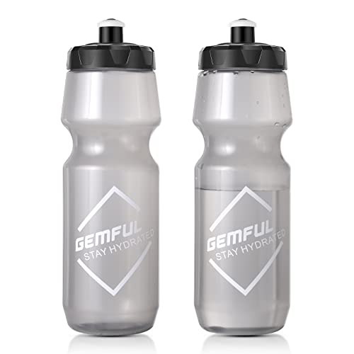 GEMFUL 24oz BPA-Free Cycling Water Bottle, Grey - Reusable Squeeze Bottle for Gym, Bike & Workout