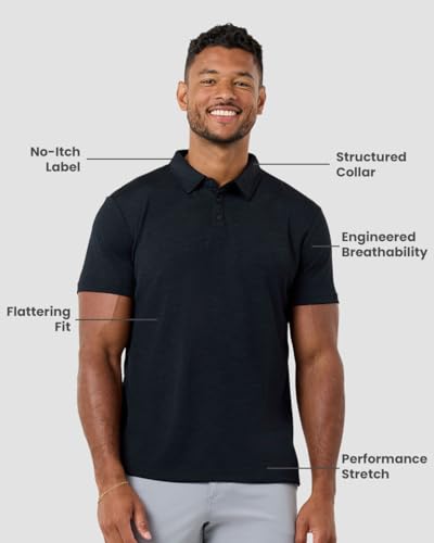 Into the AM Dri-Fit Polo Shirt for Men, Black, Large, Moisture-Wicking Quick-Dry Polo