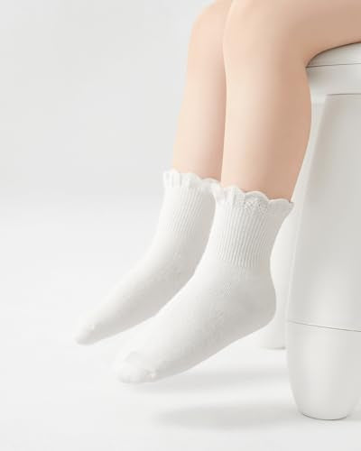 Toddler Girls Ruffle Socks - Cotton Frilly Dress Socks 2-4T