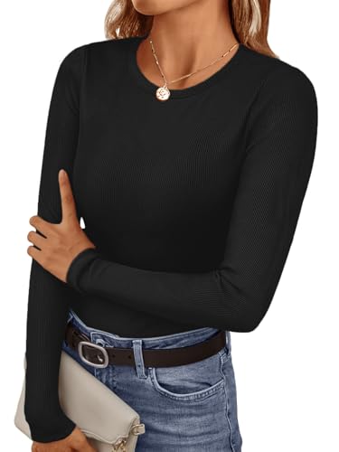 Womens Long Sleeve Thermal Undershirt - Black, Large
