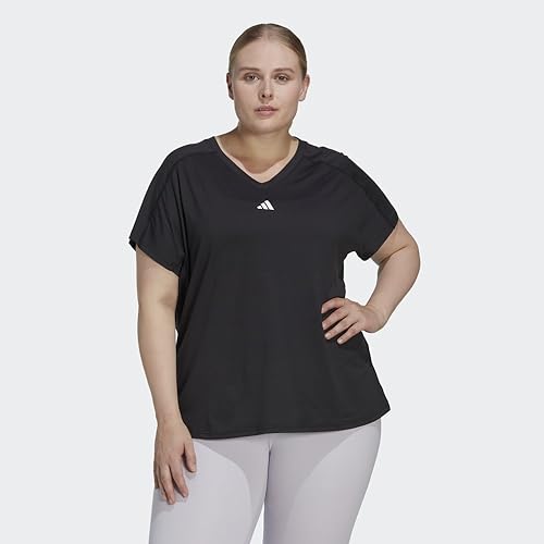 Adidas Women's Aeroready Minimal Branding V-Neck T-Shirt - Large Black