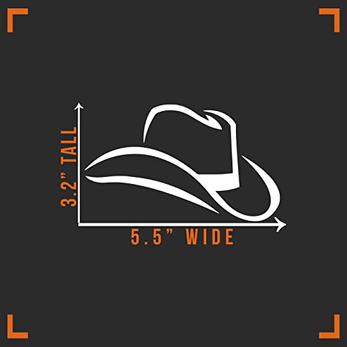 Cowboy Hat Vinyl Decal Sticker - White, 5.5" x 3"