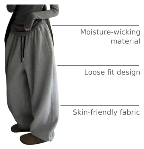 GORGLITTER Women's Baggy Grey Sweatpants Y2K Drawstring Pockets Medium