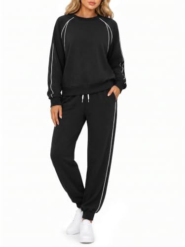 Yousify Women's 2-Piece Sweatsuit Set Black Small Athletic Tracksuit