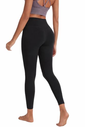 High Waisted Crossover Yoga Pants Leggings - Medium Black