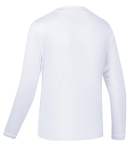 UPF 50+ Long Sleeve Rash Guard Shirt for Boys & Girls - X-Small White