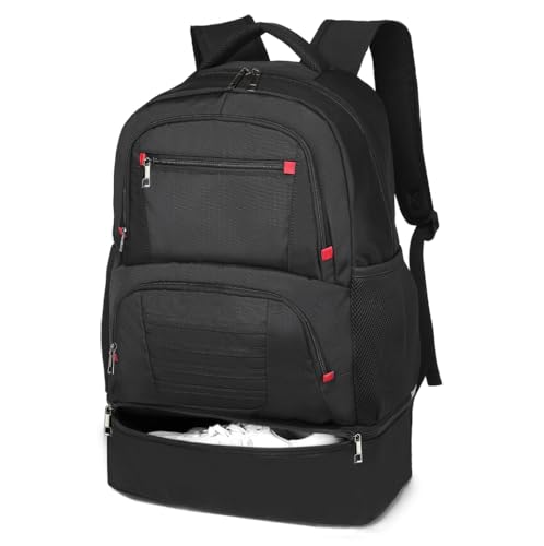 Seyfocnia 21-Inch Waterproof Gym Backpack for Men with Shoe Compartment - Casual Black