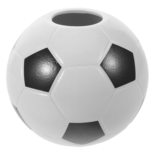 Ceramic Soccer Ball Pen Holder - 12x12x11cm Sports Desk Organizer