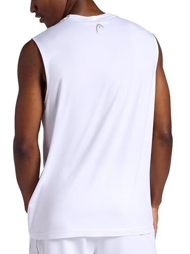 Large White Men's Sleeveless Tank Top - Lightweight Stretch Activewear