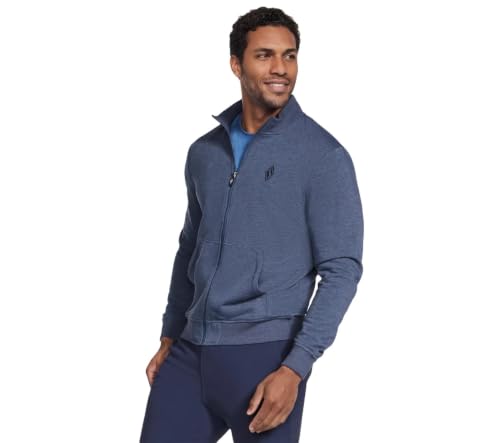 Skechers Men's Cozy Fit Hoodless Hoodie - Medium Navy, Full-Zip Sweatshirt