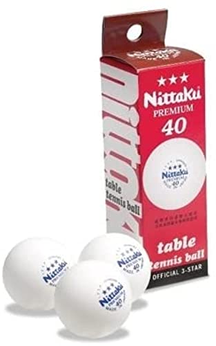 Nittaku 3-Star Premium Table Tennis Balls - Pack of 3 White Balls