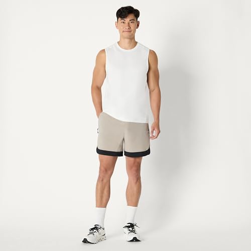 Men's Athletic Performance Stretch Gym Shorts - 6" Inseam - X-Large Beige/Black