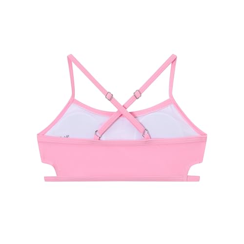 Girls 3-Piece Striped Multicolored Bikini Set with Cover Up - Pink/Blue, Ages 7-8