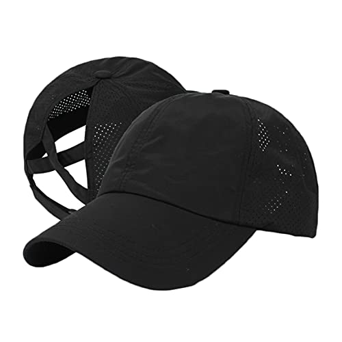 Cross Ponytail Baseball Cap - Black, One Size
