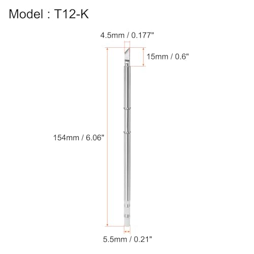 HARFINGTON Soldering Iron Tips T12-K 4.5mm Tip Width Nickel-Plated Knife Tip Fast Heat up Solder Replacement Tip for Fine welding, Electrical Solder Station, Silver Tone