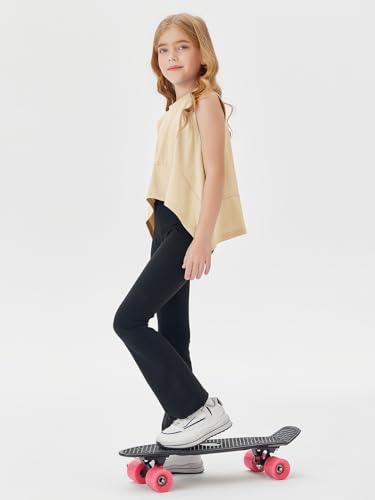 Girls Athletic Crop Tank Top - Cute Workout Shirt, 7-8 Years Apricot