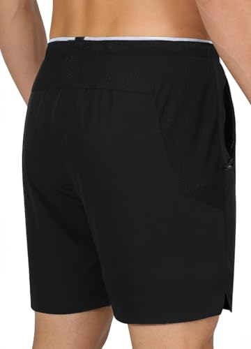 Men's Breathable Quick Dry Athletic Shorts - 7" Inseam, Medium, A-Black
