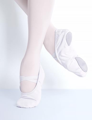 Canvas Ballet Shoes for Girls - White 10.5 Little Kid