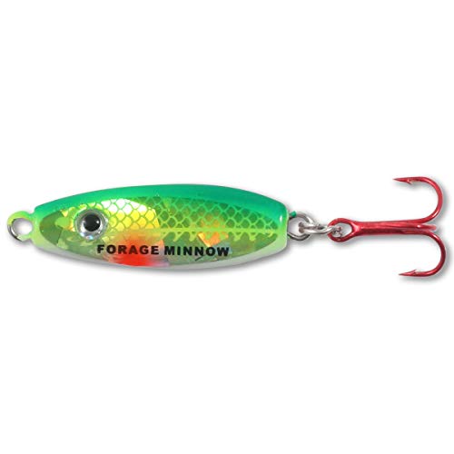 Forage Minnow Ice Fishing Jigging Spoon - 1/4 OZ Super Glow Chub
