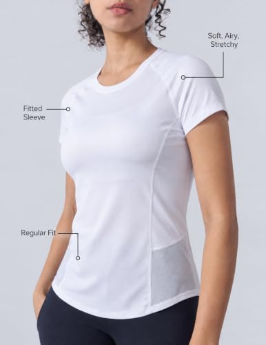 Women's Dry Fit Short Sleeve Workout Tops - 5 Pack, Medium, Pink/White/Black/Purple/Turquoise