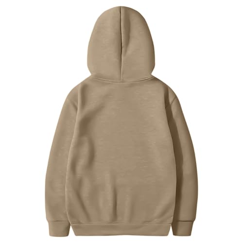 Men's Oversized Pullover Hoodie - Solid Color, Long Sleeve, Large - Camel