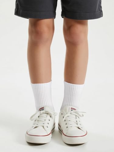 Unisex Kids Soft Combed Cotton Athletic Socks - X-Large All White