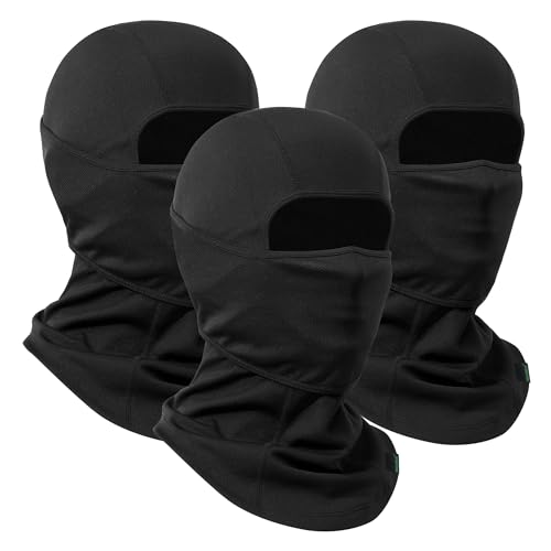 QINGLONGLIN 3-Pack Black Mesh Ski Masks Balaclavas Lightweight Breathable Winter Gear