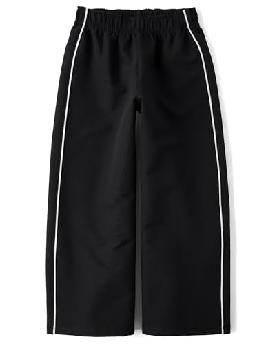 The Children's Place Girls' Cozy Wide Leg Active Track Pants X-Large Black