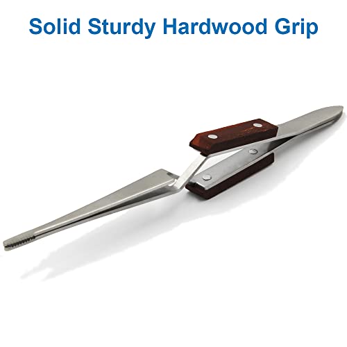 MMOBIEL Industrial Precision Fiber Grip Soldering Tweezer Cross Locking Straight Pointed Tip Stainless Steel for Electronics Repair, Jewelry, Computer, Laboratory Work etc.