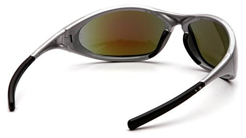 Safety Glasses with Silver Frame & Ice Blue Mirror Lens