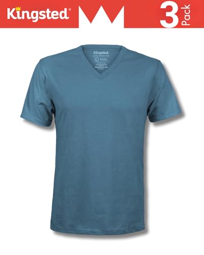 Kingsted Men's V Neck T-Shirts - Large Royal Pack, Soft Classic Fit Tees