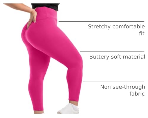 Walifrey 4X-Large Pink Buttery Soft High-Waist Plus Size Leggings for Women