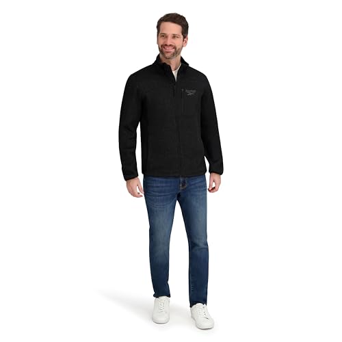 Reebok Men’s Mock Neck Zip-Up Fleece Shell Jacket – Black, Medium